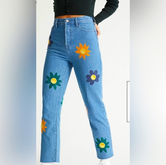 PacSun Denim - Pacsun eco flower embroidered high rise jeans